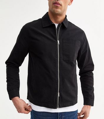 Black Regular Twill Zip Up Jacket