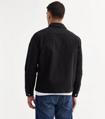 Black Regular Twill Zip Up Jacket