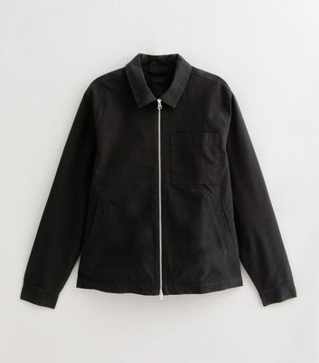 Black Regular Twill Zip Up Jacket