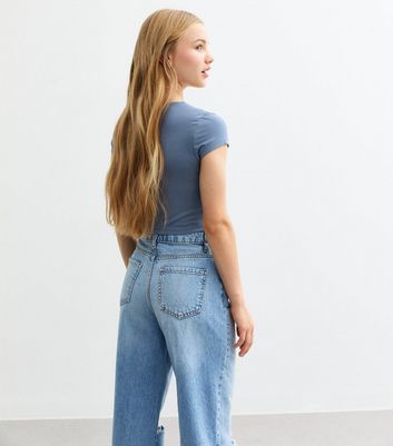 Girls Blue Square Neck Top 4 Girls Blue Square Neck Top