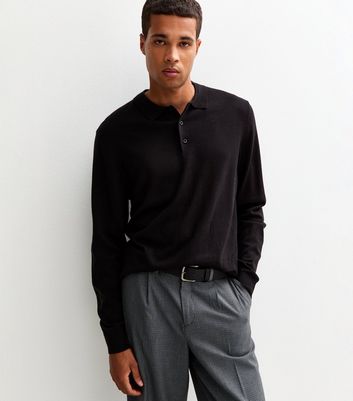 Black Regular Long Sleeve Polo Top