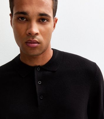 Black Regular Long Sleeve Polo Top