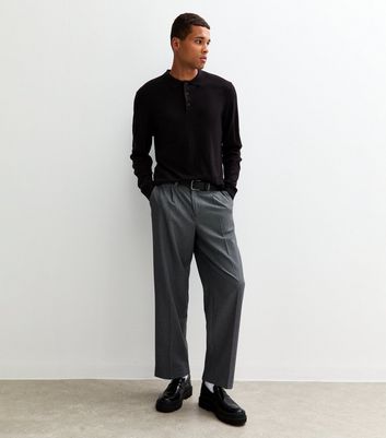 Black Regular Long Sleeve Polo Top