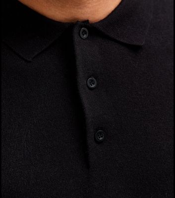 Black Regular Long Sleeve Polo Top