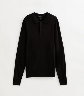 Black Regular Long Sleeve Polo Top