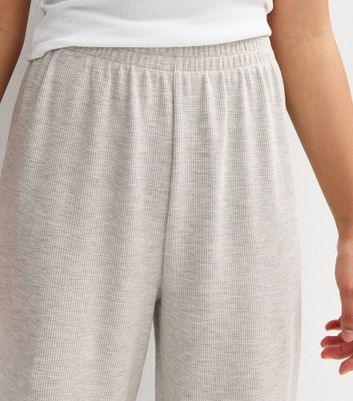 Girls Grey Waffle Texture Joggers