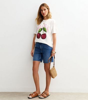 White Mon Cheri Cherry Print Oversized T-Shirt 3 White Mon Cheri Cherry Print Oversized T-Shirt