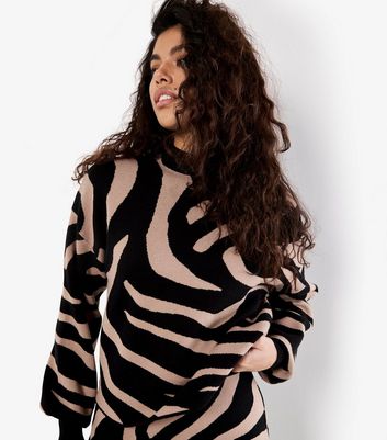 Apricot Black Zebra Pattern Jumper 4 Apricot Black Zebra Pattern Jumper