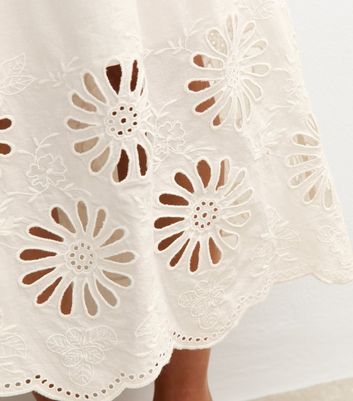 White Embroidered Cutout Hem Midi Skirt 3 White Embroidered Cutout Hem Midi Skirt