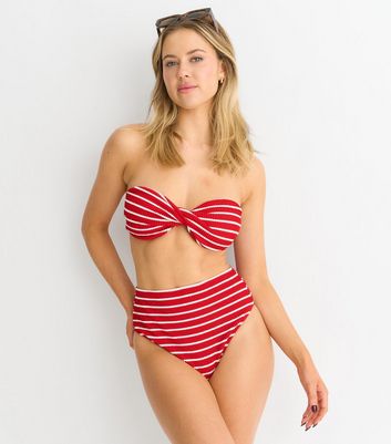 Gini London Red Striped Bikini Bottoms