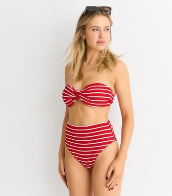 Gini London Red Striped Bikini Bottoms