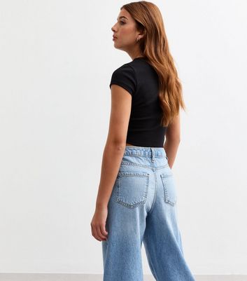 Girls Black Cap Sleeve Baby Tee Top