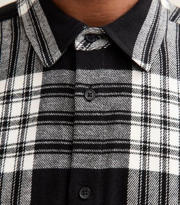 Black and White Relaxed Checked Long Sleeve Shirt