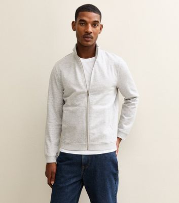 Grey Marl Zip Up High Neck Sweatshirt