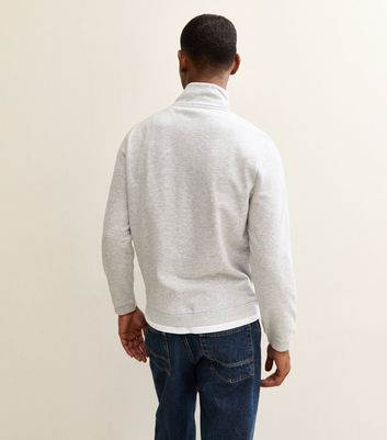 Grey Marl Zip Up High Neck Sweatshirt 4 Grey Marl Zip Up High Neck Sweatshirt