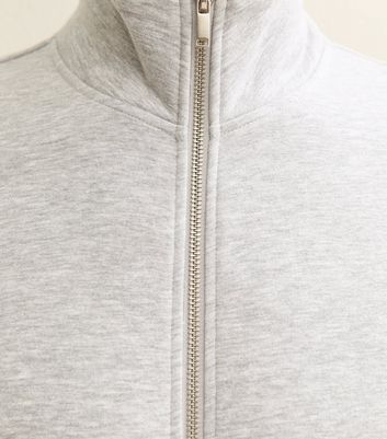 Grey Marl Zip Up High Neck Sweatshirt 6 Grey Marl Zip Up High Neck Sweatshirt