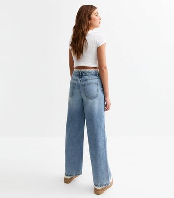 Girls Blue Lace Trim Denim Jeans 5 Girls Blue Lace Trim Denim Jeans