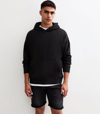 Black Oversized Jersey Hoodie