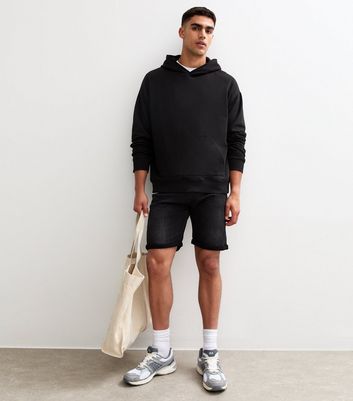 Black Oversized Jersey Hoodie 3 Black Oversized Jersey Hoodie