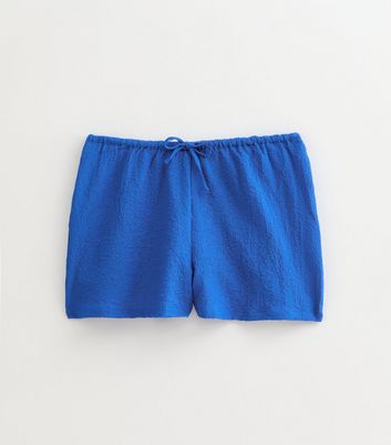 Blue Textured Drawstring Shorts 6 Blue Textured Drawstring Shorts
