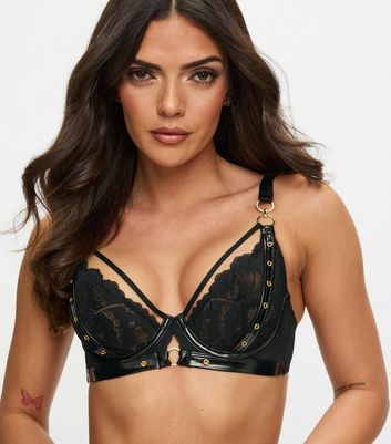 Ann Summers Black Lace Buckle Detail Plunge Bra
