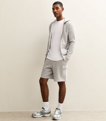 Grey Marl Regular Cargo Pocket Jersey Shorts 3 Grey Marl Regular Cargo Pocket Jersey Shorts