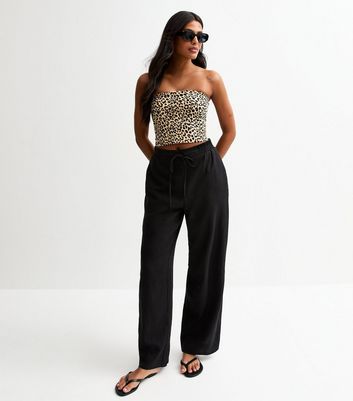 Brown Jersey Leopard Print Bandeau Top 3 Brown Jersey Leopard Print Bandeau Top