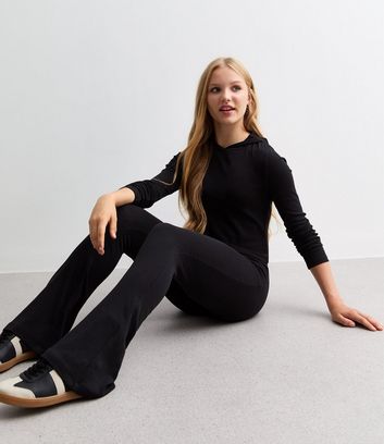 Girls Black Flared Leggings 6 Girls Black Flared Leggings