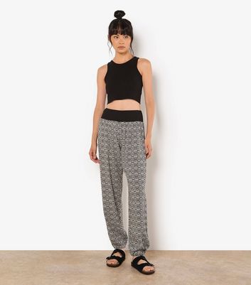 Apricot Black Patterned Jersey Waist Trousers