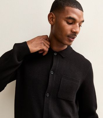 Black Regular Fit Long Sleeve Knitted Shacket