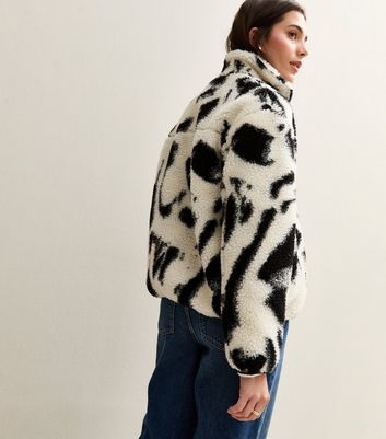 Black Abstract Print Borg Jacket 6 Black Abstract Print Borg Jacket