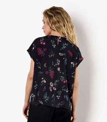 Apricot Black Botanical Floral Print Top 3 Apricot Black Botanical Floral Print Top