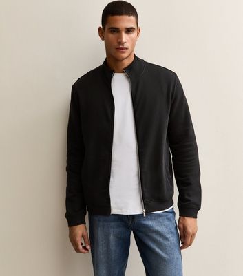 Black Zip Up High Neck Sweatshirt