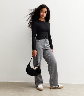 Girls Black Ribbed Baby Tee Long Sleeve Top 5 Girls Black Ribbed Baby Tee Long Sleeve Top