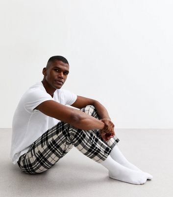 Jack & Jones Off White Regular Checked Pyjama Bottoms