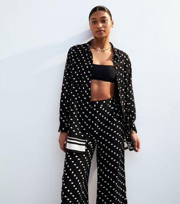 Black Polka Dot Wide Leg Beach Trousers 4 Black Polka Dot Wide Leg Beach Trousers