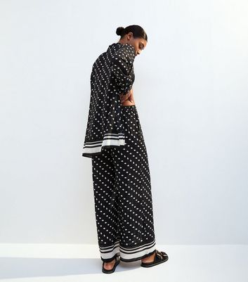 Black Polka Dot Wide Leg Beach Trousers 5 Black Polka Dot Wide Leg Beach Trousers