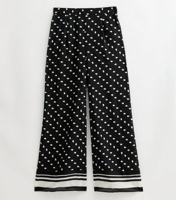 Black Polka Dot Wide Leg Beach Trousers 6 Black Polka Dot Wide Leg Beach Trousers