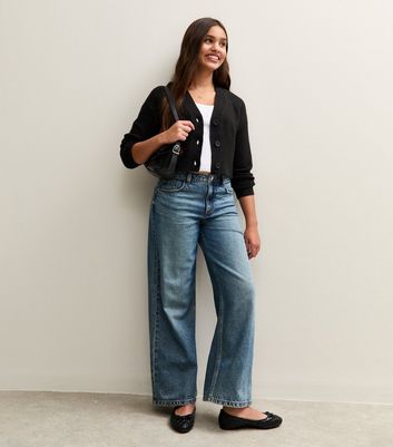 Girls Black Ribbed Raglan Sleeve School Cardigan 3 Girls Black Ribbed Raglan Sleeve School Cardigan