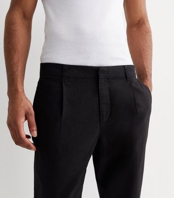 Black Linen Blend Trousers