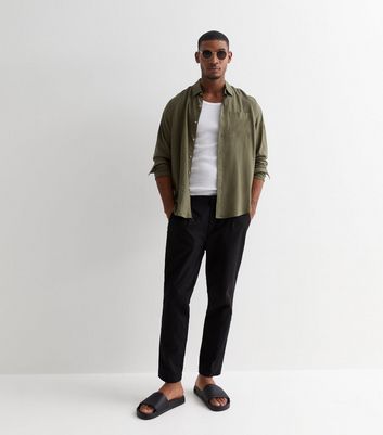 Black Linen Blend Trousers 3 Black Linen Blend Trousers