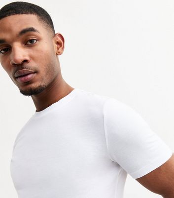 2 Pack White Muscle Fit T-Shirts