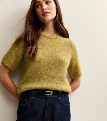 Black Faux Leather Croc Embossed Skinny Belt