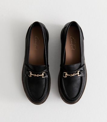 Black Faux Leather Buckle Detail Loafers 3 Black Faux Leather Buckle Detail Loafers