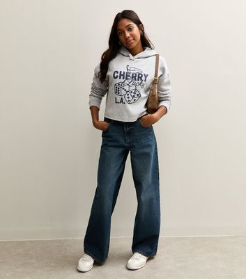 Girls Dark Grey Lucky Dice Cropped Hoodie 3 Girls Dark Grey Lucky Dice Cropped Hoodie