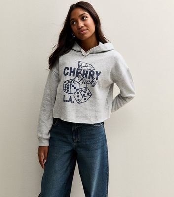 Girls Dark Grey Lucky Dice Cropped Hoodie 5 Girls Dark Grey Lucky Dice Cropped Hoodie