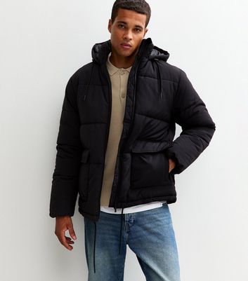 Black Regular Fit Ripstop Puffer Jacket