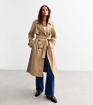 Beige Check Trimmed Trench Coat 4 Beige Check Trimmed Trench Coat