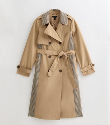 Beige Check Trimmed Trench Coat 7 Beige Check Trimmed Trench Coat