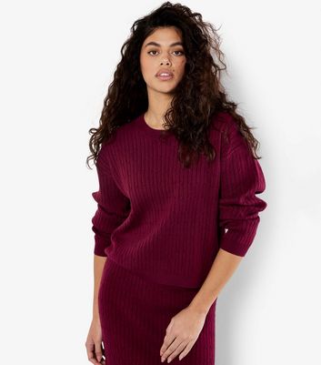 Apricot Burgundy Cable Knit Jumper